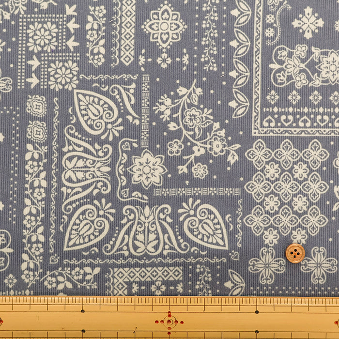 Cotton Corduroy Print Fabric - Paisley - nomura tailor