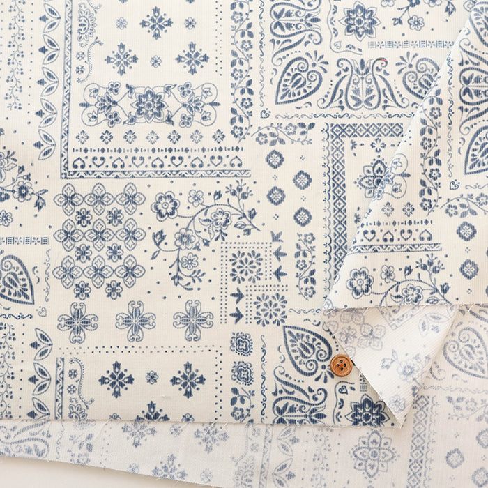 Cotton Corduroy Print Fabric - Paisley - nomura tailor