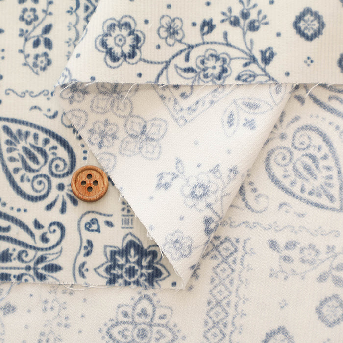 Cotton Corduroy Print Fabric - Paisley - nomura tailor