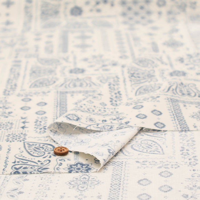 Cotton Corduroy Print Fabric - Paisley - nomura tailor