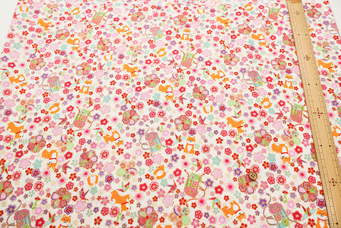 Cotton Muslin Lame (Glitter) Fabric - Waka Shiba Inu - nomura tailor