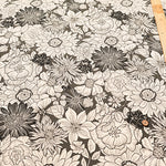 C/L Canvas Print Fabric - Nordic Flower - nomura tailor
