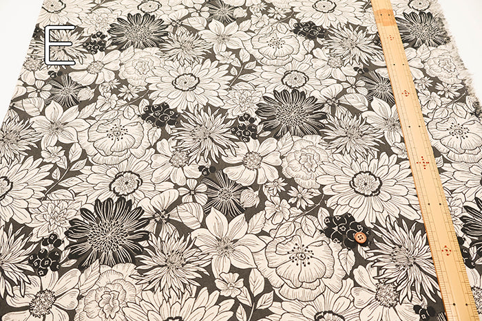 C/L Canvas Print Fabric - Nordic Flower - nomura tailor