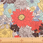 C/L Canvas Print Fabric - Nordic Flower - nomura tailor