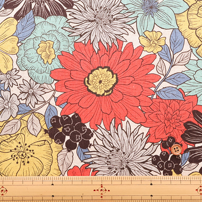 C/L Canvas Print Fabric - Nordic Flower - nomura tailor