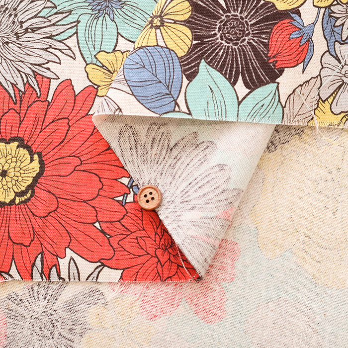 C/L Canvas Print Fabric - Nordic Flower - nomura tailor
