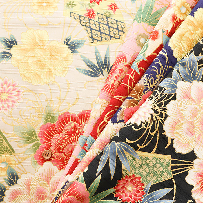 Cotton Satin Slub Fabric - Floral - nomura tailor