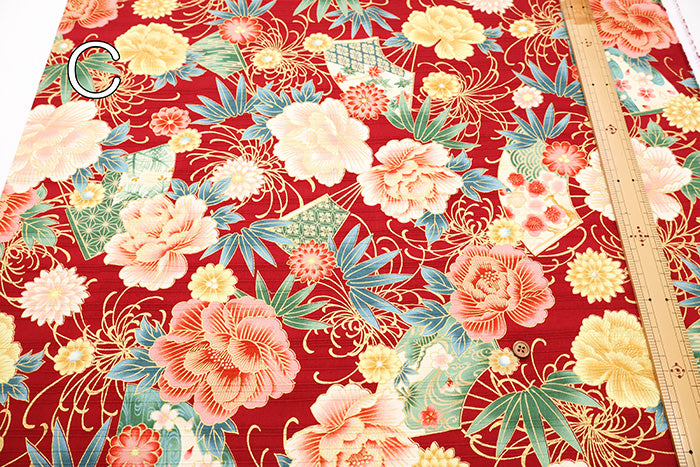 Cotton Satin Slub Fabric - Floral - nomura tailor