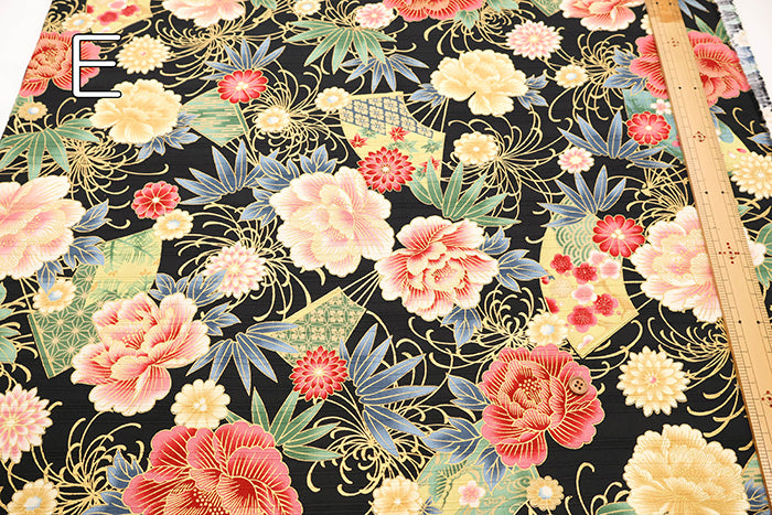 Cotton Satin Slub Fabric - Floral - nomura tailor
