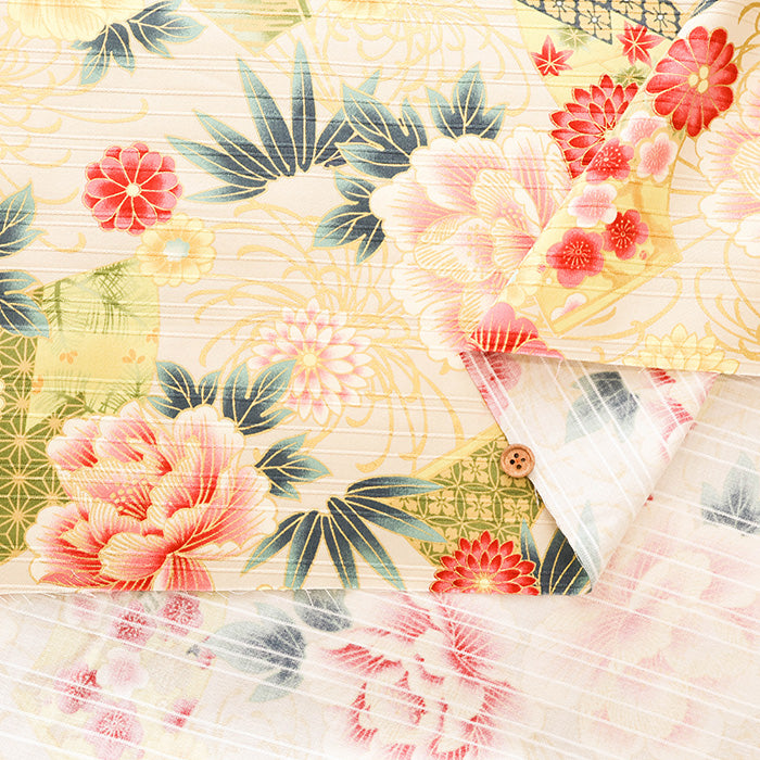 Cotton Satin Slub Fabric - Floral - nomura tailor