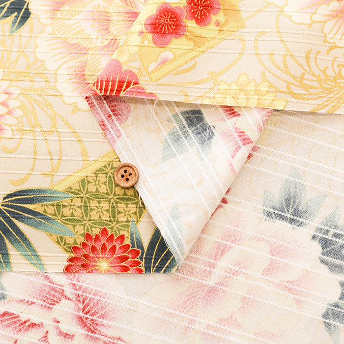 Cotton Satin Slub Fabric - Floral - nomura tailor