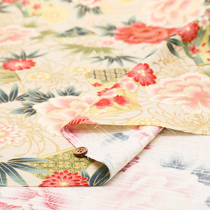 Cotton Satin Slub Fabric - Floral - nomura tailor