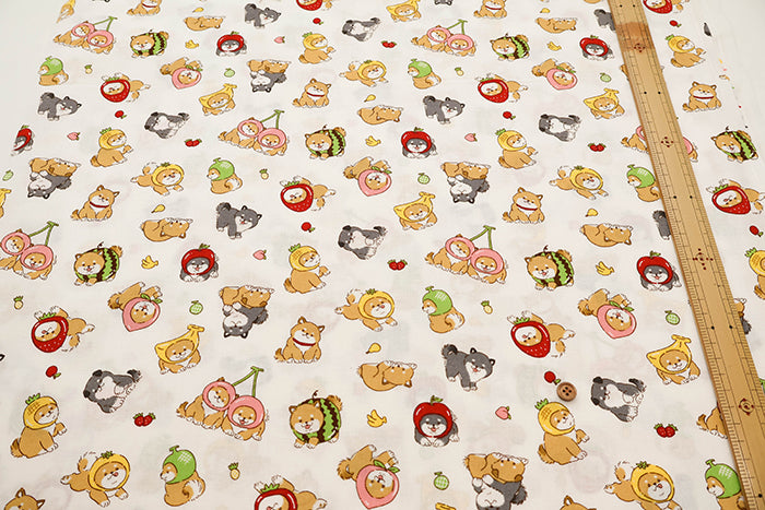 Cotton Muslin Printed Fabric - Fruit Shiba - nomura tailor