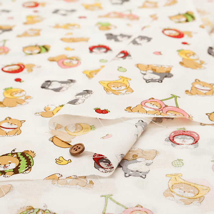 Cotton Muslin Printed Fabric - Fruit Shiba - nomura tailor