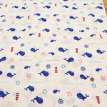 Cotton Double Gauze Print Fabric - Whale - nomura tailor