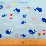Cotton Double Gauze Print Fabric - Whale - nomura tailor