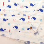Cotton Double Gauze Print Fabric - Whale - nomura tailor