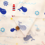 Cotton Double Gauze Print Fabric - Whale - nomura tailor