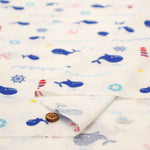 Cotton Double Gauze Print Fabric - Whale - nomura tailor