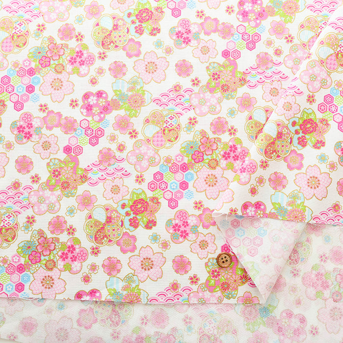 Cotton Muslin Lame (Glitter) Fabric -  Cherry Blossom - nomura tailor