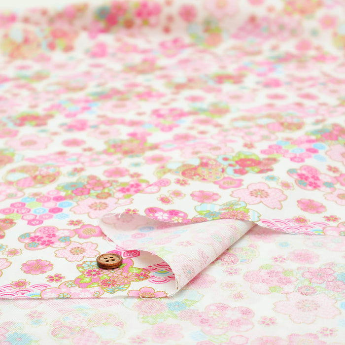 Cotton Muslin Lame (Glitter) Fabric -  Cherry Blossom - nomura tailor