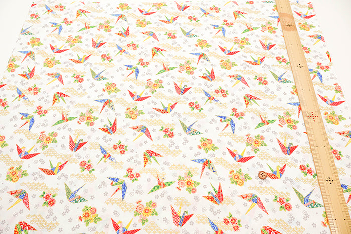 Cotton Muslin Lame (Glitter) Fabric - Origami Crane - nomura tailor