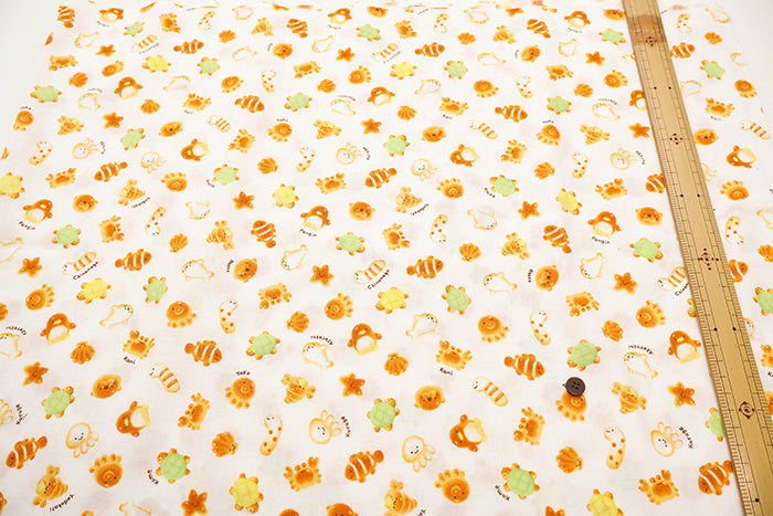 Cotton Muslin Print Fabric - Bread Animal - nomura tailor