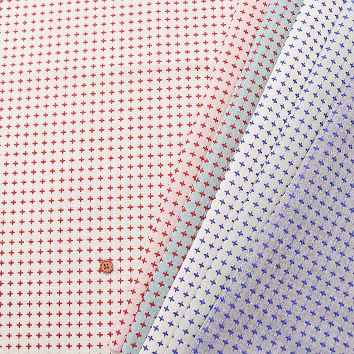 Cotton Yarn-Dyed Sashiko-Style Fabric - Cheerful Cross - nomura tailor