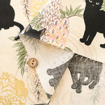 Cotton Muslin printed Fabric - Hyakka Ryōran - Wisteria Cat MINI - nomura tailor