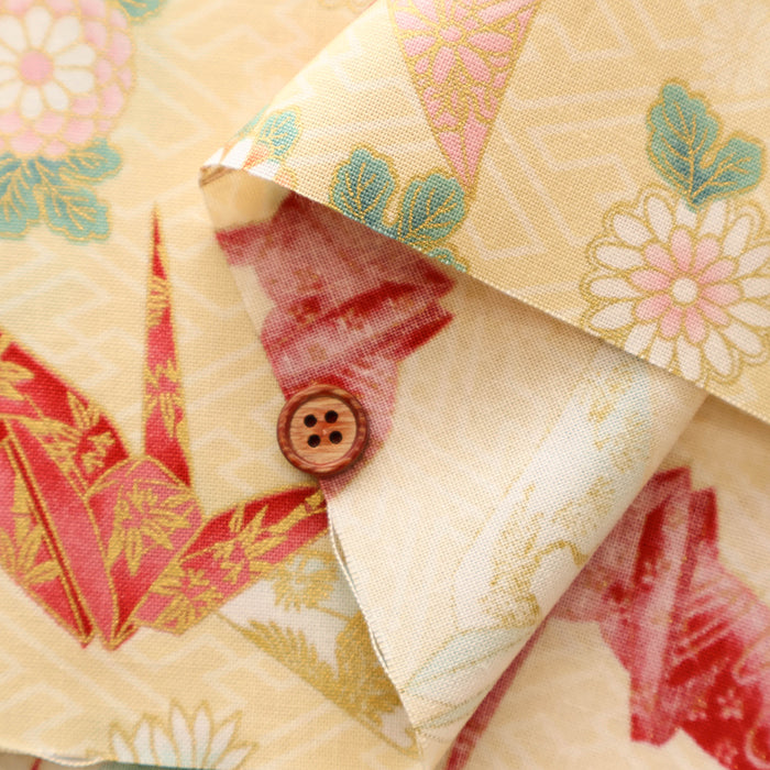 Cotton muslin Fabric - Blooming Orchids Origami Crane - nomura tailor