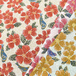Cotton muslin Printed Fabric - un/no S-tile Bird - nomura tailor