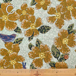 Cotton muslin Printed Fabric - un/no S-tile Bird - nomura tailor