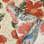 Cotton muslin Printed Fabric - un/no S-tile Bird - nomura tailor