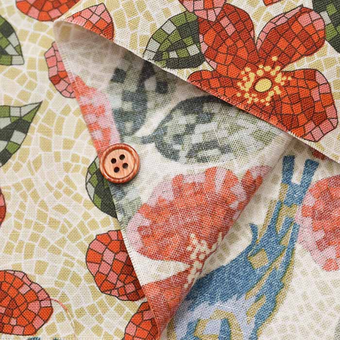 Cotton muslin Printed Fabric - un/no S-tile Bird - nomura tailor