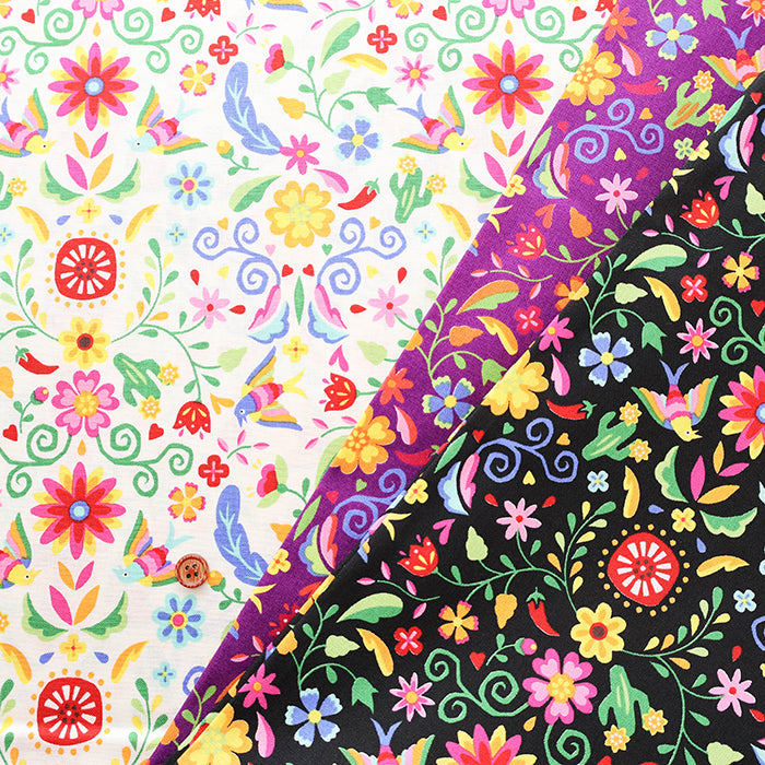 Cotton Muslin printed Fabric un/no - Mexican Flower - nomura tailor