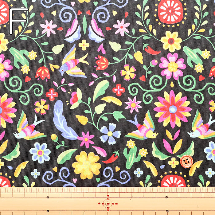 Cotton Muslin printed Fabric un/no - Mexican Flower - nomura tailor