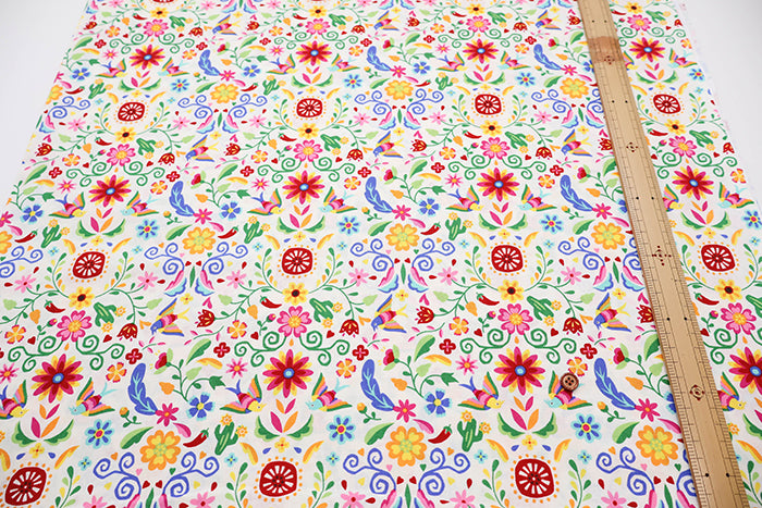 Cotton Muslin printed Fabric un/no - Mexican Flower - nomura tailor