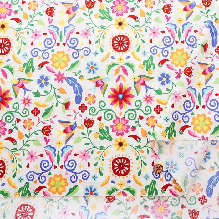 Cotton Muslin printed Fabric un/no - Mexican Flower - nomura tailor