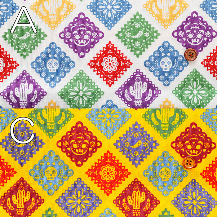 Cotton Muslin printed Fabric un/no - Mexican Motif - nomura tailor