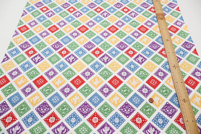 Cotton Muslin printed Fabric un/no - Mexican Motif - nomura tailor