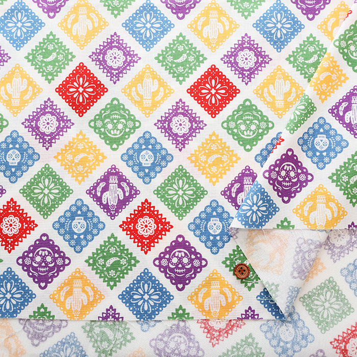 Cotton Muslin printed Fabric un/no - Mexican Motif - nomura tailor