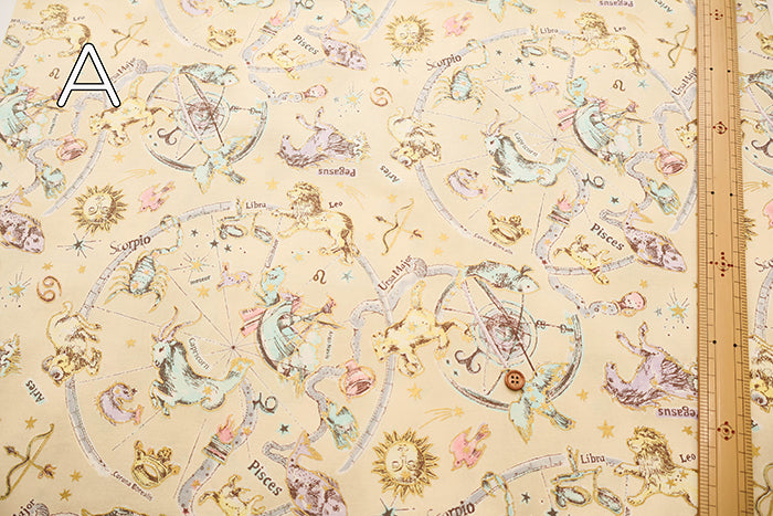 Cotton Muslin Printed Fabric un/no - Twilight Moon Constellation - nomura tailor