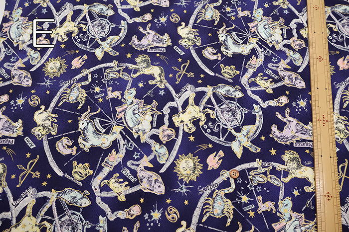 Cotton Muslin Printed Fabric un/no - Twilight Moon Constellation - nomura tailor