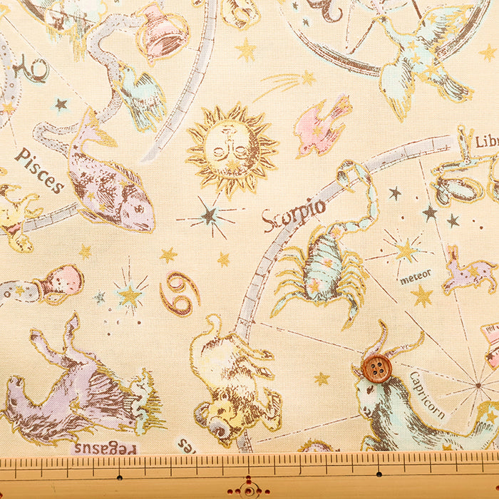 Cotton Muslin Printed Fabric un/no - Twilight Moon Constellation - nomura tailor