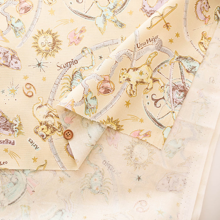 Cotton Muslin Printed Fabric un/no - Twilight Moon Constellation - nomura tailor