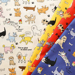 Cotton Muslin printed Fabric - un/no KUSUTTO Dog - nomura tailor