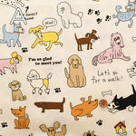 Cotton Muslin printed Fabric - un/no KUSUTTO Dog - nomura tailor