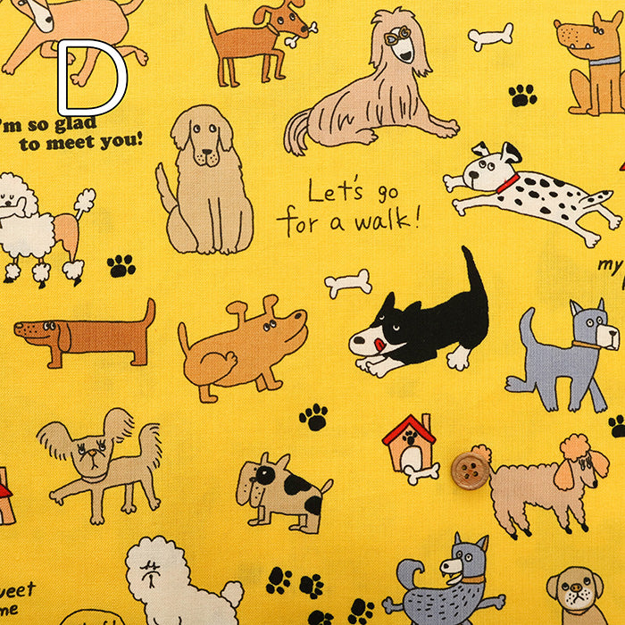 Cotton Muslin printed Fabric - un/no KUSUTTO Dog - nomura tailor