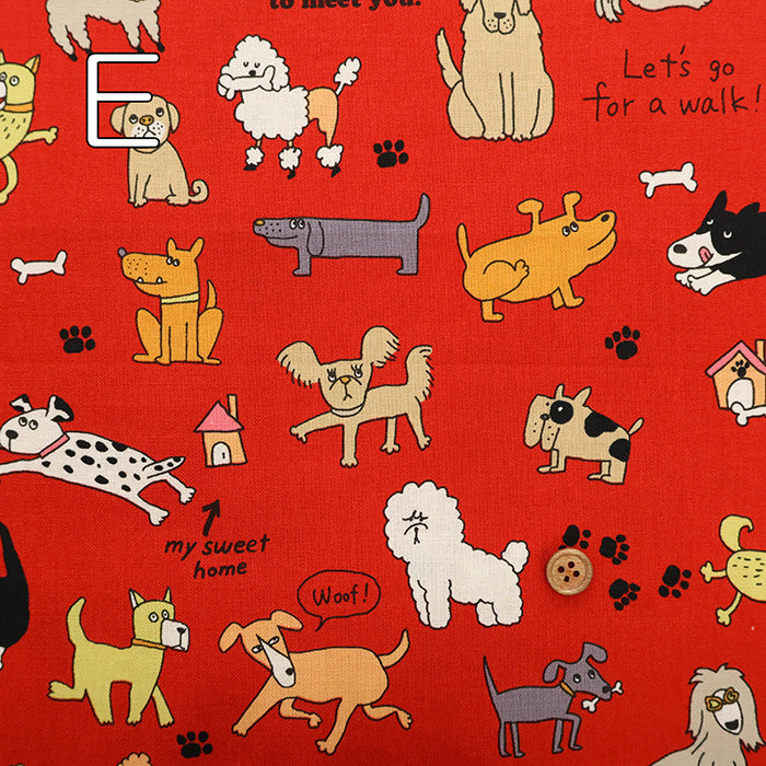 Cotton Muslin printed Fabric - un/no KUSUTTO Dog - nomura tailor