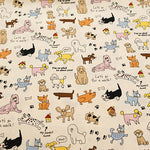 Cotton Muslin printed Fabric - un/no KUSUTTO Dog - nomura tailor